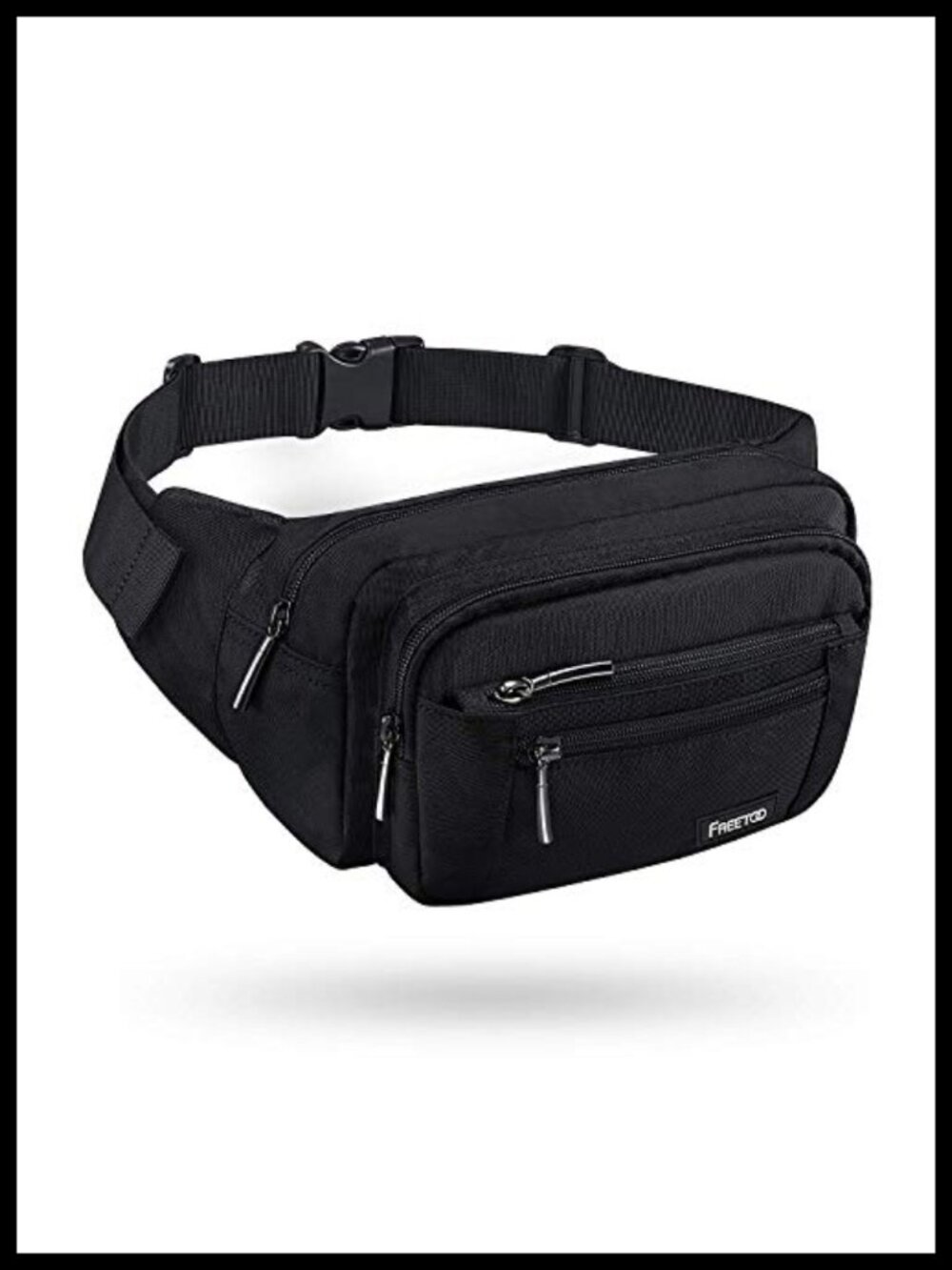 Large Capacity Nylon Waist Bag with 5 Zippered Pockets Adjustable Strap
